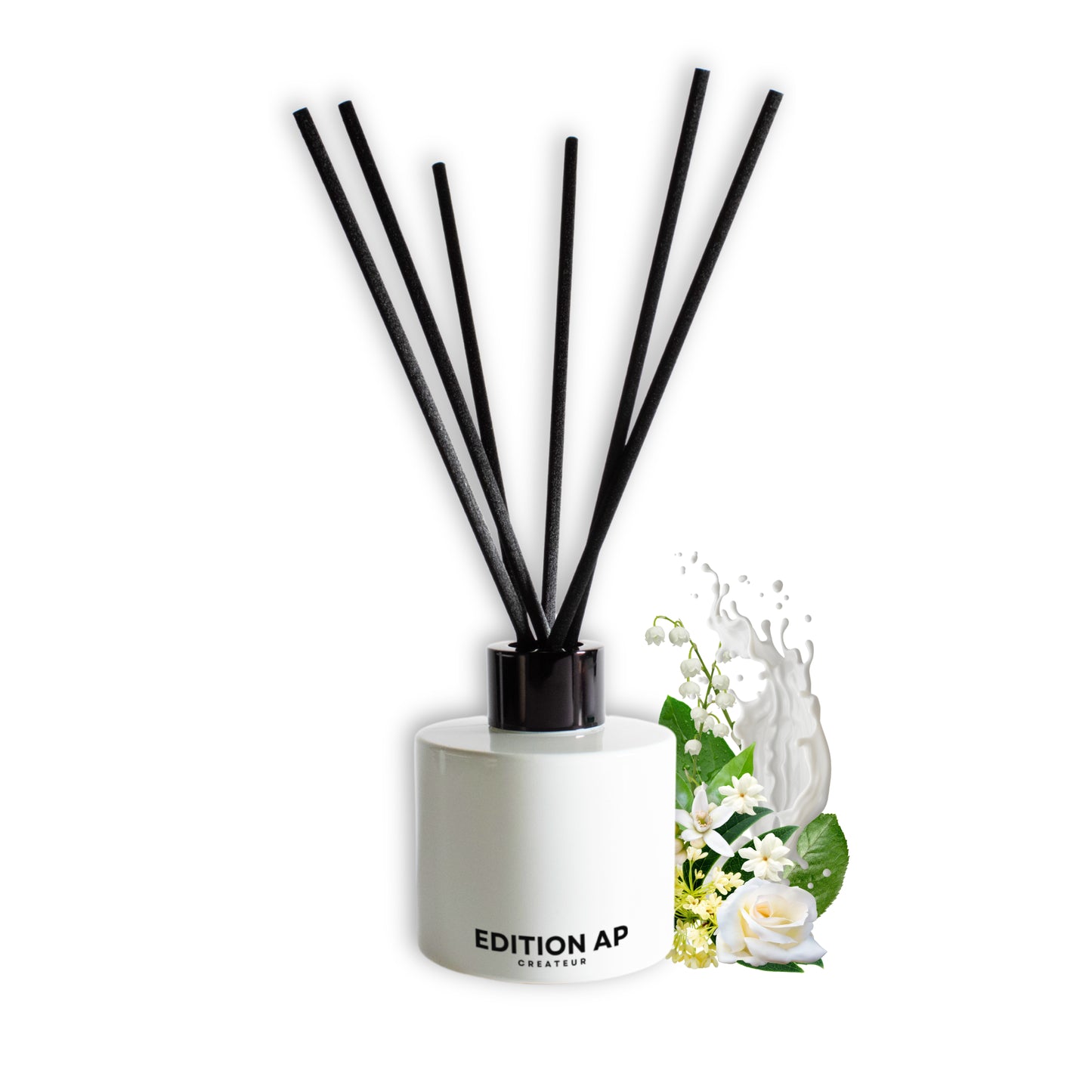 Diffuseur à bâtonnets Spa Relaxant avec flacon noir brillant, parfum apaisant à l’osmanthus et thé vert – EDITIONAP