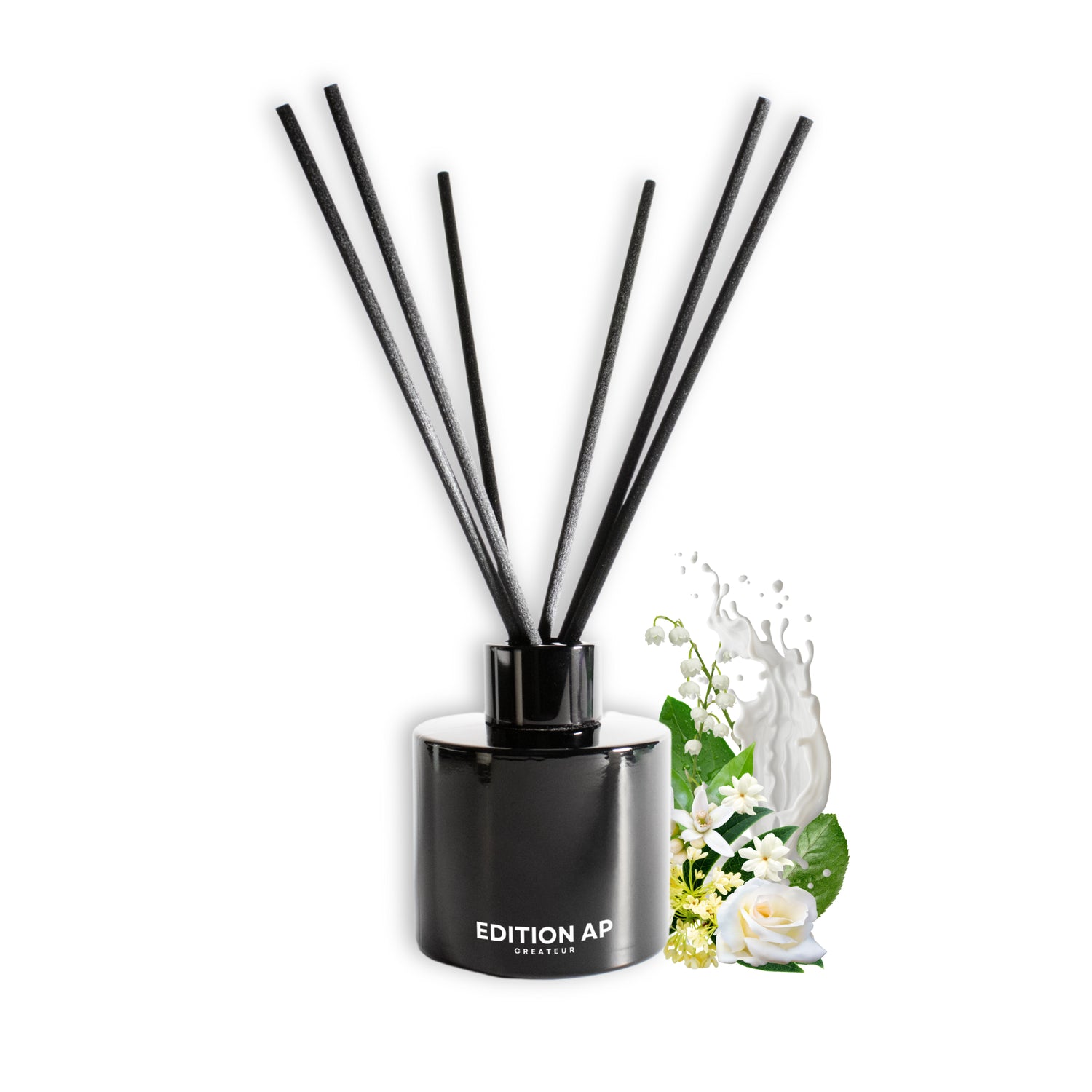 Diffuseur à bâtonnets Spa Relaxant avec flacon noir brillant, parfum apaisant à l’osmanthus et thé vert – EDITIONAP